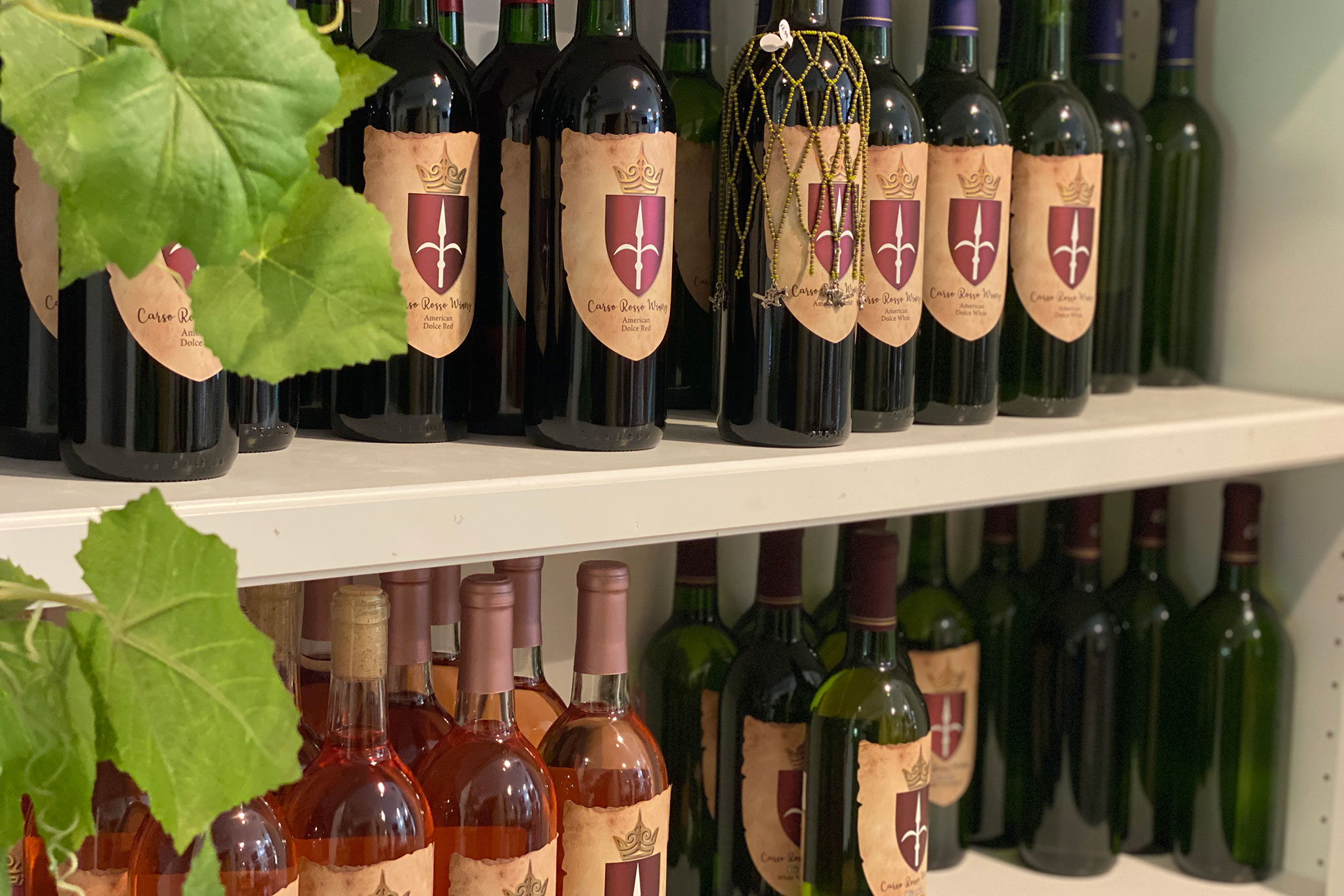 Wine for sale in Carso Rosso Winery's gift shop